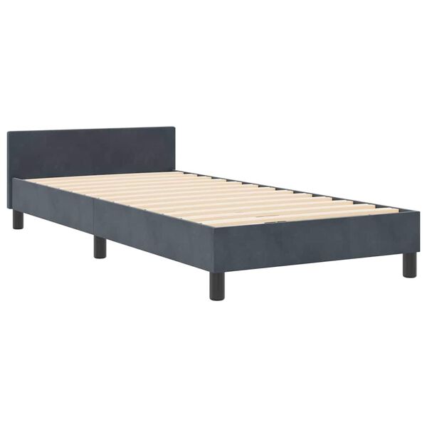 vidaXL Cama Box com cabeceira Cinzento escuro 90 x 200 cm Veludo