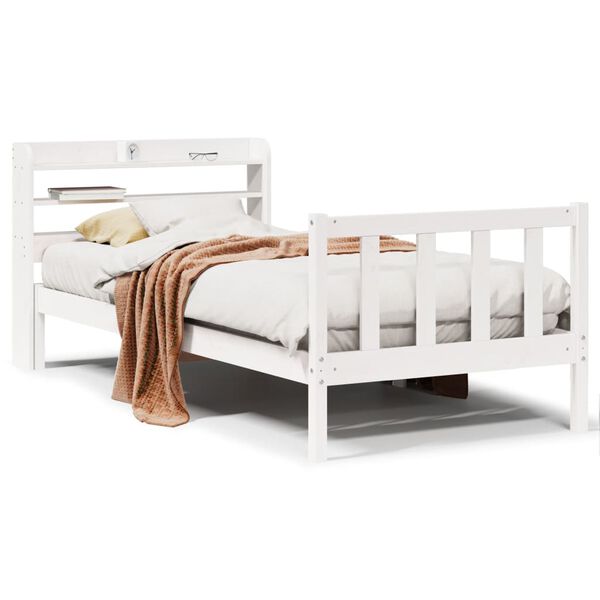 vidaXL Cama sem colch&atilde;o 90x190 cm madeira de pinho maci&ccedil;a branco