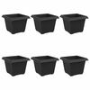 vidaXL Vaso Quadrado para Flores 6 unid. Preto 23 x 23 x 17,5 cm