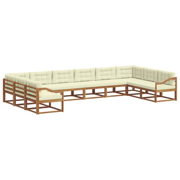 vidaXL Conjunto de Sof&aacute;s para Exterior 10 pcs Natural e Creme