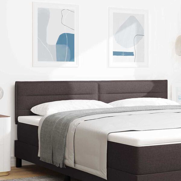 vidaXL Cabeceira LED com cabeceira Marrom Escuro 180 cm Poli&eacute;ster