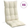 vidaXL Almofad&otilde;es p/ cadeira encosto alto 6pcs tecido oxford cor creme