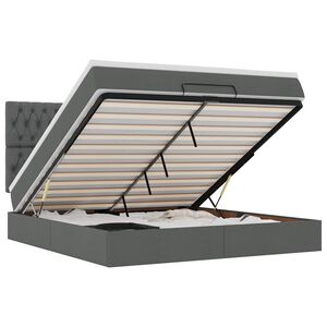 vidaXL Estrutura de cama otomana com colch&atilde;o 180x200cm cinzento escuro