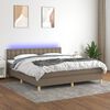vidaXL Cama box spring colch&atilde;o/LED 160x200 cm tecido cinza-acastanhado