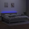 vidaXL Cama box spring c/ colch&atilde;o e LED 200x200 cm tecido cinza-claro