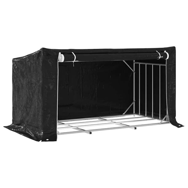 vidaXL Rack de lenha tampa chuva 200,5x100,5x110,5 cm a&ccedil;o galvanizado
