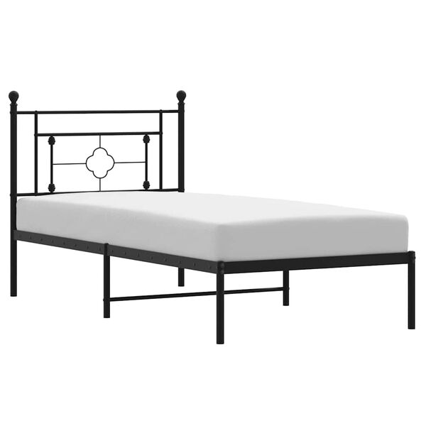 vidaXL Estrutura de cama com cabeceira 100x200 cm metal preto