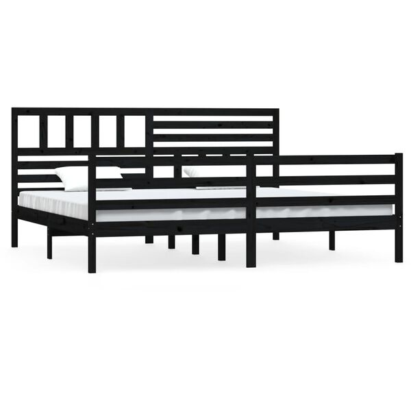 vidaXL Estrutura de cama 200x200 cm madeira maci&ccedil;a preto