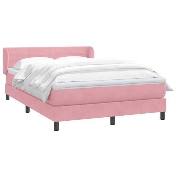 vidaXL Cama com molas/colch&atilde;o 140x210 cm veludo Rosa