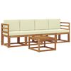 vidaXL Conjunto de Sof&aacute;s para Exterior 5 pcs Natural e Creme