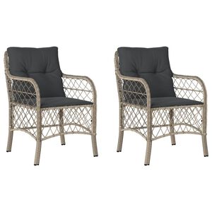 vidaXL Cadeiras de jardim com almofad&otilde;es 2 pcs vime PE cinzento-claro
