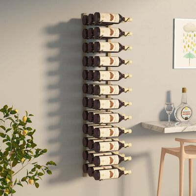 vidaXL Garrafeira de parede para 36 garrafas ferro dourado