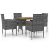 vidaXL 5 pcs conjunto de jantar para exterior vime PE cinzento