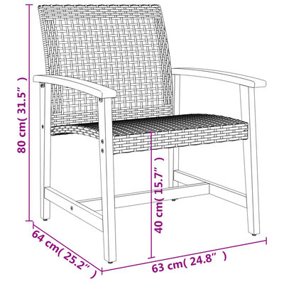 vidaXL Cadeiras de jardim 2 pcs vime PE/madeira de acácia maciça bege