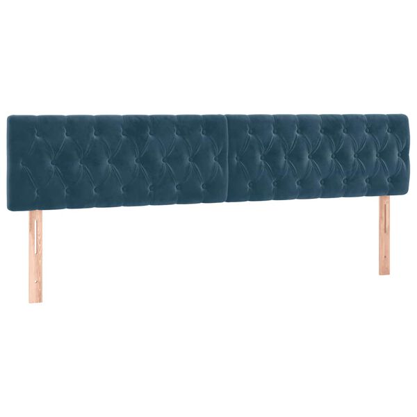 vidaXL Cabeceira de cama c/ luzes LED veludo 200x7x78/88cm azul-escuro