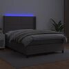 vidaXL Cama box spring c/ colchão/LED 140x200cm couro artificial cinza