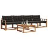 vidaXL Conjunto de Sof&aacute;s para Exterior 5 pcs Natural e Preto