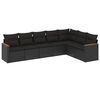 vidaXL 7 pcs conjunto de sof&aacute;s p/ jardim c/ almofad&otilde;es vime PE preto