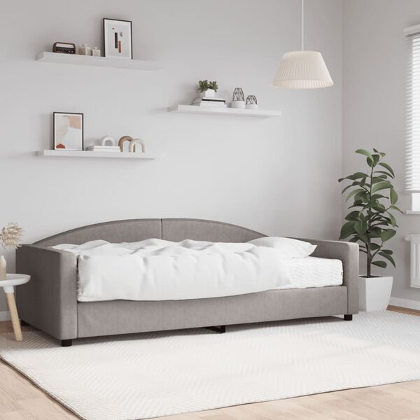vidaXL Sof&aacute;-cama com colch&atilde;o 100x200 cm tecido cinzento-acastanhado