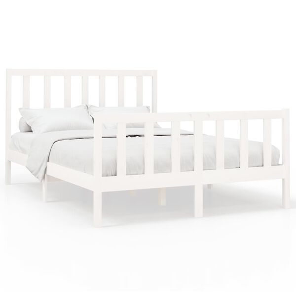 vidaXL Cama sem colch&atilde;o 160x200 cm madeira de pinho maci&ccedil;a branco