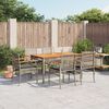 vidaXL 7 pcs conjunto de jantar p/ jardim c/ almofad&otilde;es vime PE cinza