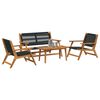vidaXL Cadeiras de Jardim com Mesa 4 pcs Preto