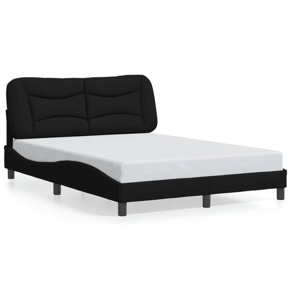 vidaXL Estrutura de cama sem colch&atilde;o Hvar 140x190 cm tecido preto
