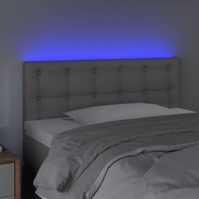 vidaXL Cabeceira de cama c/ LED 80x5x78/88cm couro artificial cinzento