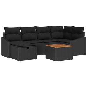 vidaXL Conjunto de Sof&aacute; de Jardim 7 pcs Preto Rattan Sint&eacute;tico