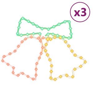 vidaXL Figuras de sinos de Natal com 72 luzes LED 3 pcs 50x56 cm