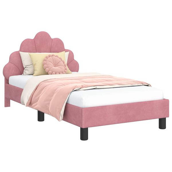 vidaXL Estrutura de Cama Infantil com Cabeceira Rosa 80 x 160 cm