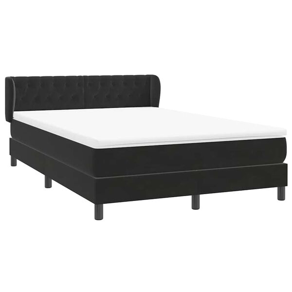 vidaXL Cama com molas/colch&atilde;o 160x220 cm veludo preto