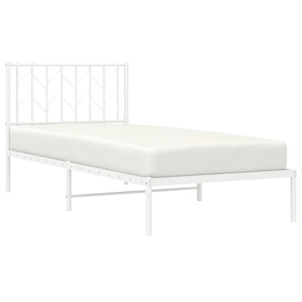 vidaXL Estrutura de cama com cabeceira 90x200 cm metal branco