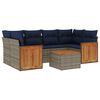 vidaXL Conjunto de sof&aacute; de jardim com 7 pe&ccedil;as e almofadas em rattan sint&eacute;tico cinza