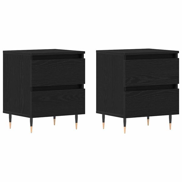 vidaXL Arm&aacute;rio de Cabeceira 2 pcs Carvalho Preto 40 x 35 x 50 cm