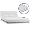 vidaXL Cama + colch&atilde;o espuma mem&oacute;ria 140x200cm couro artificial branco