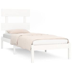 vidaXL Estrutura de cama solteiro 90x190 cm madeira maci&ccedil;a branco
