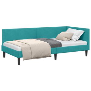 vidaXL Estrutura de Cama de Canto Turquesa 90 cm x 190 cm Veludo