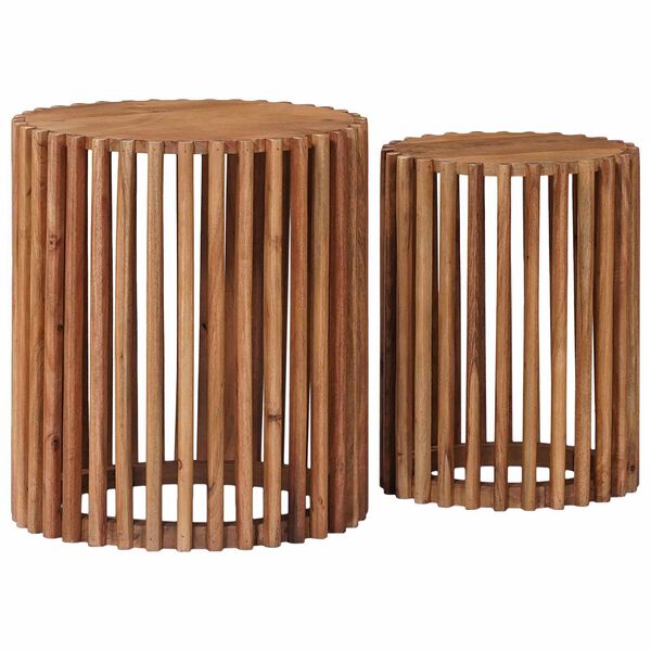 vidaXL Conjunto de mesas de apoio com porta Castanho 40 x 40 x 45 cm