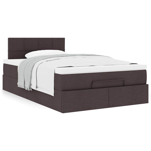 vidaXL Estrutura de cama otomana com colch&atilde;o 120x190cm castanho escuro