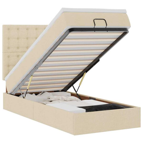 vidaXL Estrutura de cama otomana com creme de colchão 80x200cm tecido