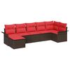 vidaXL Conjunto de Sof&aacute; de Jardim Castanho vime PE