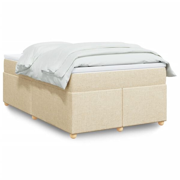 vidaXL Cama boxspring com colch&atilde;o 120x190 cm tecido cor creme