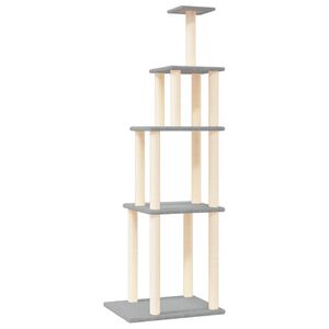vidaXL &Aacute;rvore p/ gatos c/ postes arranhadores sisal 183 cm cinza-claro