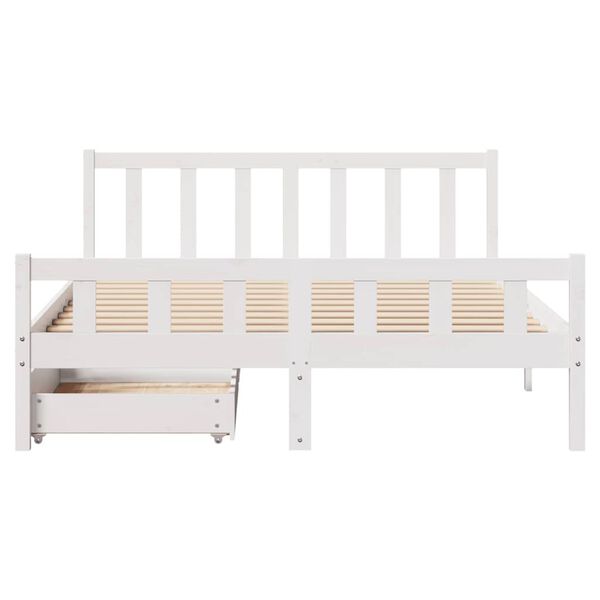 vidaXL Cama sem colch&atilde;o 160x200 cm madeira de pinho maci&ccedil;a branco