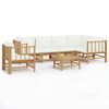 vidaXL 7 pcs conjunto lounge de jardim bambu c/ almofad&otilde;es branco nata