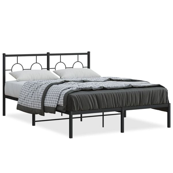 vidaXL Estrutura de cama com cabeceira 140x200 cm metal preto