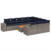 vidaXL Conjunto de sof&aacute; de jardim com 11 pe&ccedil;as e almofadas em rattan sint&eacute;tico cinza