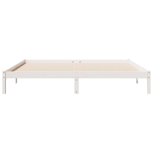 vidaXL Cama extra longa sem colch&atilde;o 180x210 cm pinho maci&ccedil;o branco