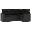 vidaXL 4 pcs conjunto de sof&aacute;s para jardim c/ almofad&otilde;es vime PE preto